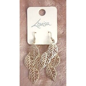 NWT Lovisa gold tone multi leaf drop earrings lightweight 2.5"